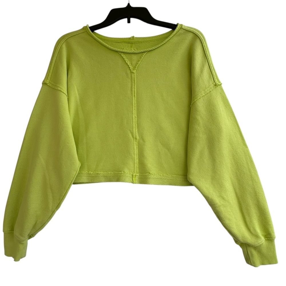 aerie Lime Green Cropped Sweatshirt Hoodie